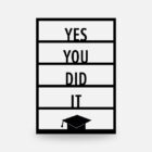 houten tekst borden, yes you did it, bordje met tekst, houten woonaccessoires, houten geslaagd cadeau, diploma cadeau, diploma kado